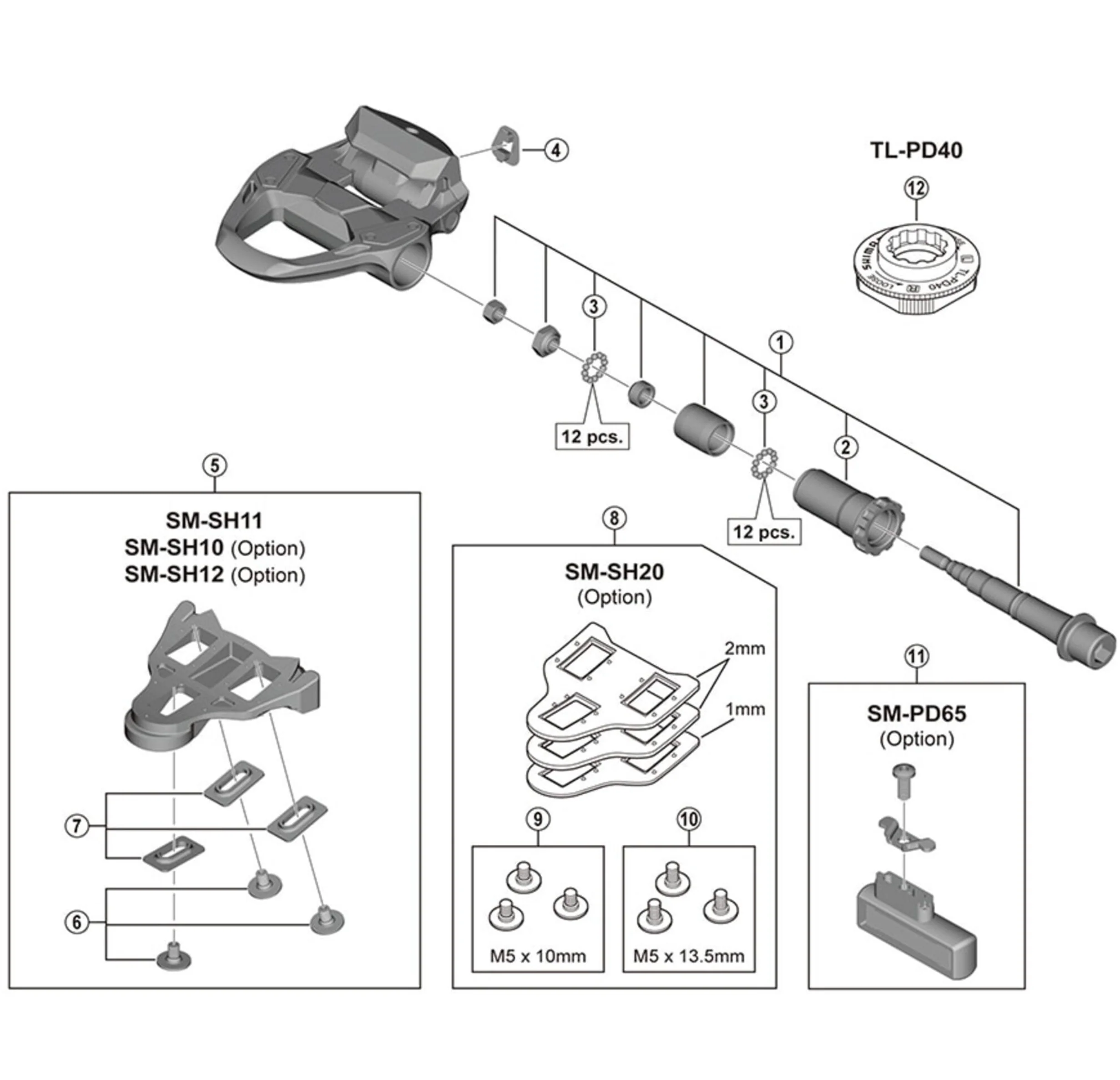 Shimano PD-R7000 105 Pedal Axle Assembly Service Kit - Image 2