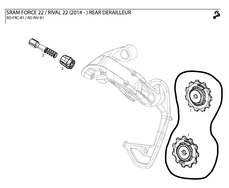 Sram Rear Derailleur Pulley Kit Force22/Rival22 Jockey Wheels 11.7518.026.000 - Image 2