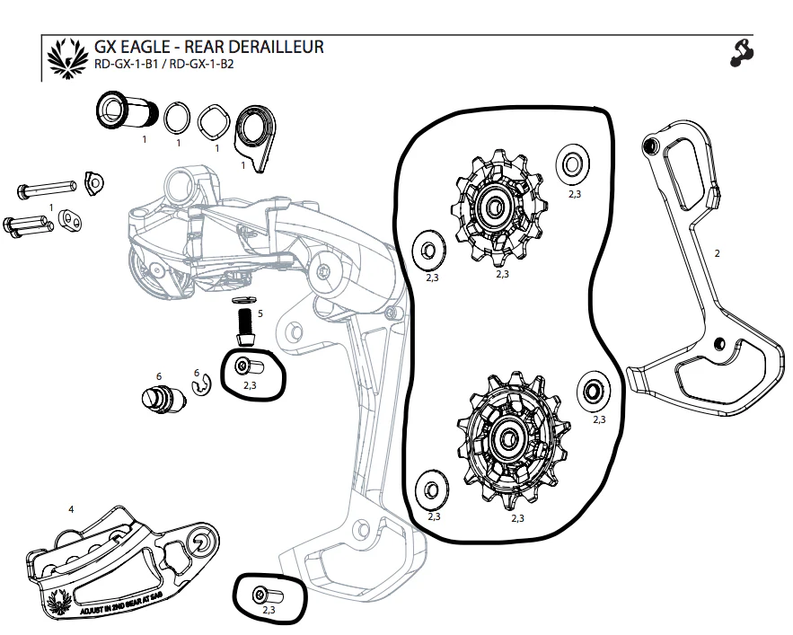 SRAM Rear Derailleur Pulley Kit GX Eagle / Apex Eagle Jockey Wheels 11.7518.089.000 - Image 2