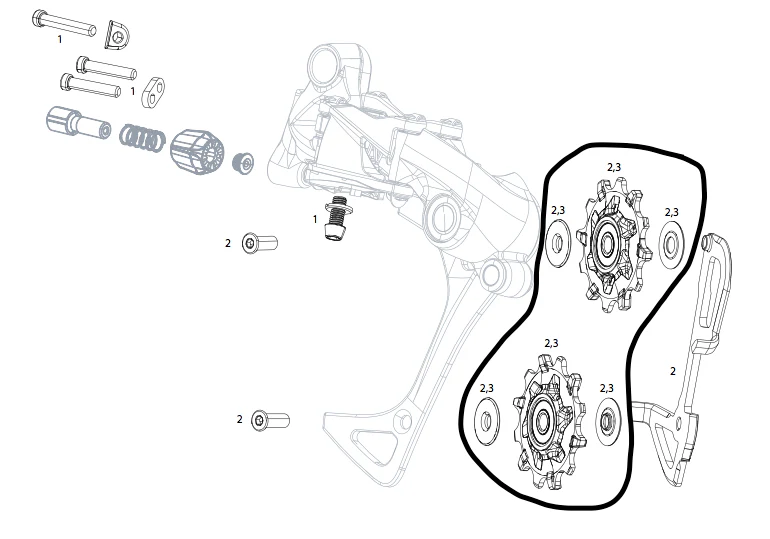 Sram Rear Derailleur Pulley Kit X01/X01DH/X1/CX1 X-Sync Jockey Wheels 11.7518.032.000 - Image 2