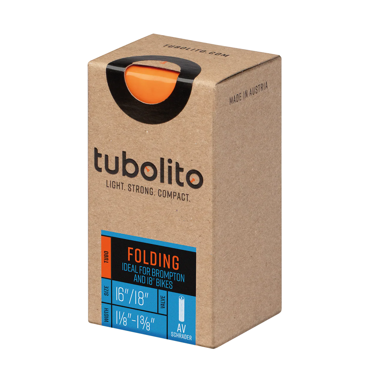 Tubolito Tubo Brompton Folding Bike 16/18 x 1 1/8 - 1 3/8" 40mm Schrader Valve Orange Inner Tube