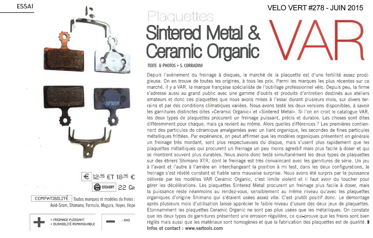 Var Ceramic Organic Disc Brakepads For Sram- Red/Rival/Force And Sram Ultimate Level /TLM MTB - Image 3