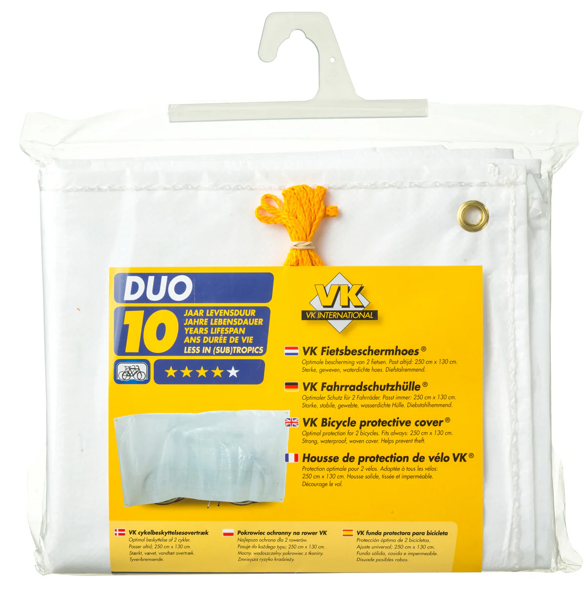VK Duo Waterproof 2-Bike Bicycle Cover Inc. 5m Cord | White - Image 2